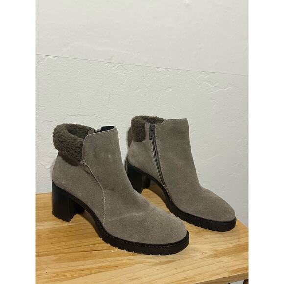 Diba Margaret Suede & Shearling Lug Sole Bootie winter Zip  Ankle Women's 8.5 - Picture 2 of 10